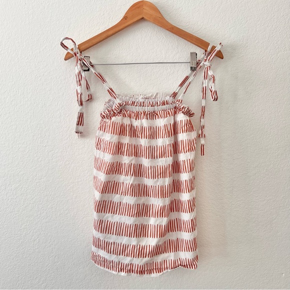 Brooke Wright Texas Burnt Orange Striped Shoulder Tie Tank Sz XS/SM - Picture 1 of 5